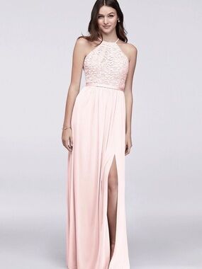 NWT! Formal Pink Lace Halter Dress Bridesmaids Wedding, Backless $179 Sz XS 2